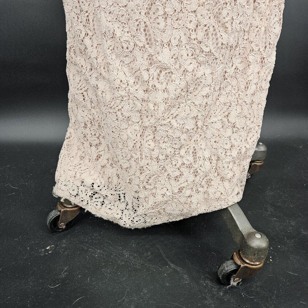 Adrianna Papell Dress Formal Gown 2 Pink Champagne Lace Sleeveless Sheath Maxi - Picture 5 of 16